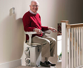 Man on a Stairlift Rental in Delaware Valley, King of Prussia, Moorestown, and Surrounding Areas